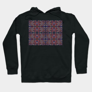 red, green, yellow, and blue abstract on purple, pattern Hoodie